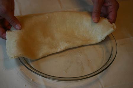 Try not to stretch the dough.